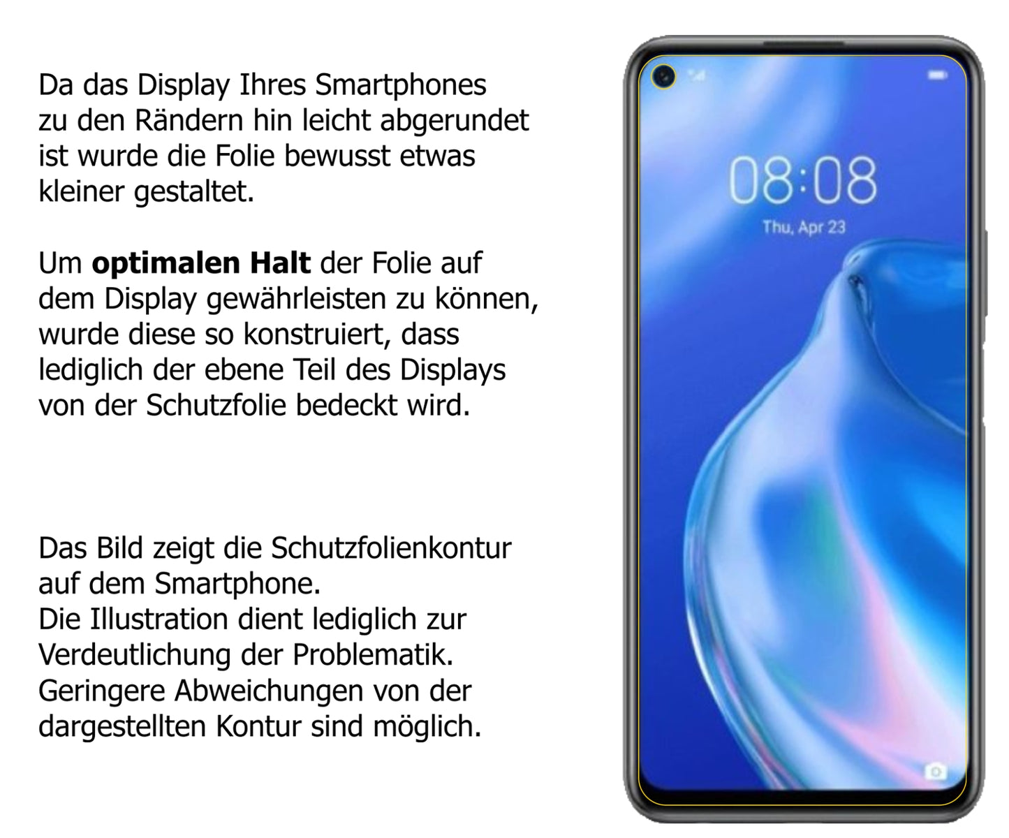 dipos Displayschutz für Huawei P40 lite 5G, transparente Oberfläche, perfekte Passform auch für die Rundungen