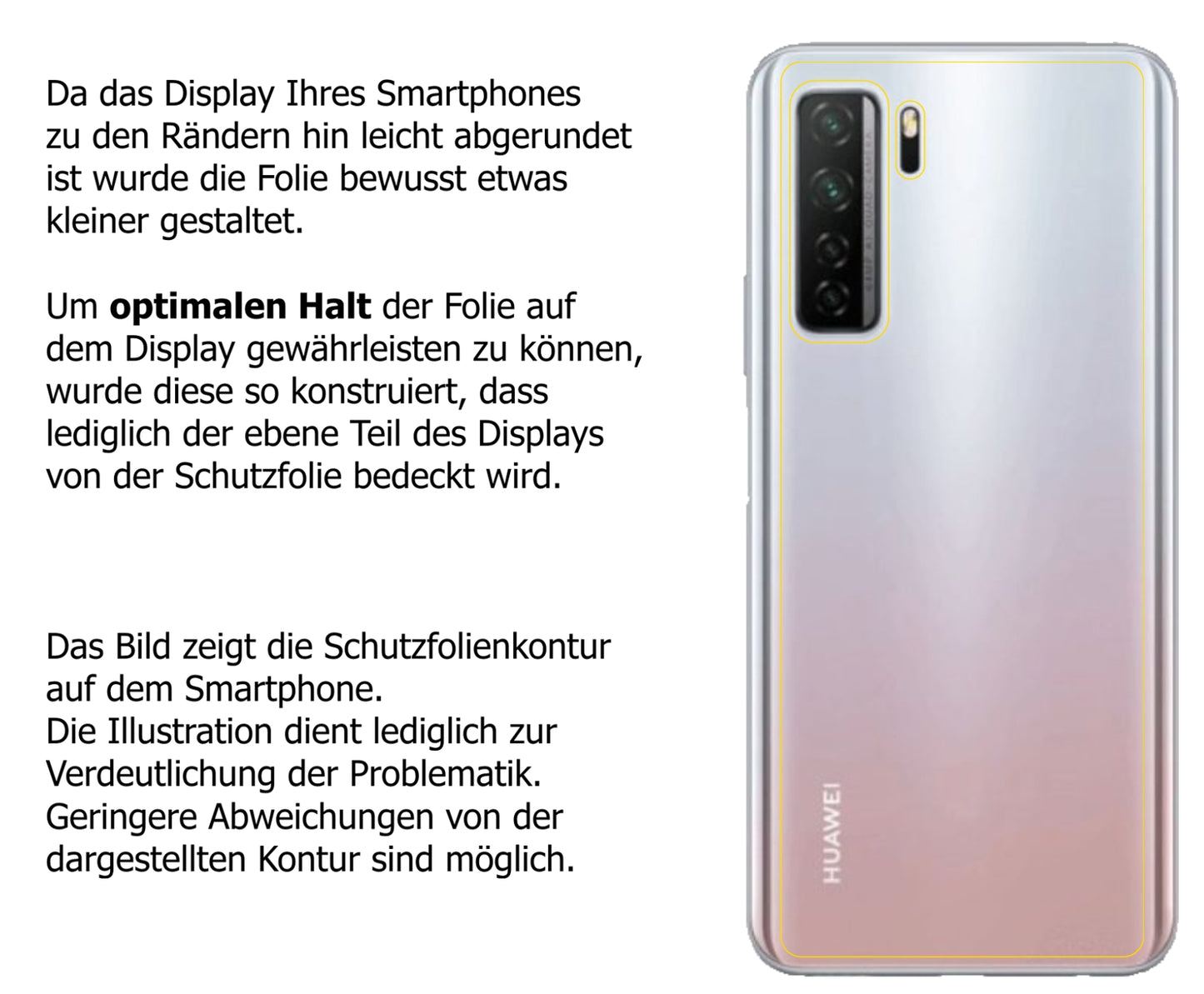 dipos Displayschutz für Huawei P40 lite 5G Rückseite, transparente Oberfläche, perfekte Passform auch für die Rundungen