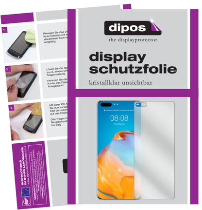Klare Displayschutzfolie von dipos passend für Huawei P40, präziser Zuschnitt und blasenfrei montiert