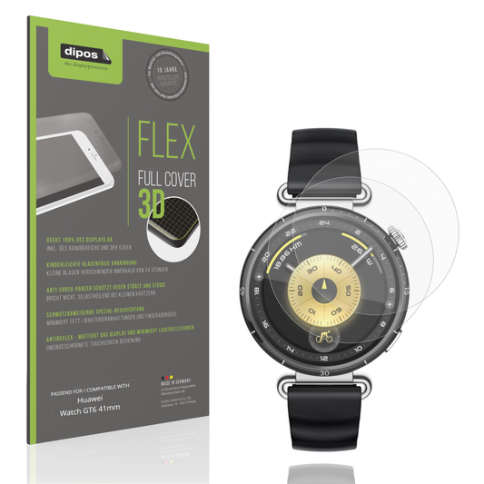 Matte Displayschutzfolie von dipos passend für Huawei Watch GT6 41mm, 100% Displayabdeckung und blasenfreie Montage
