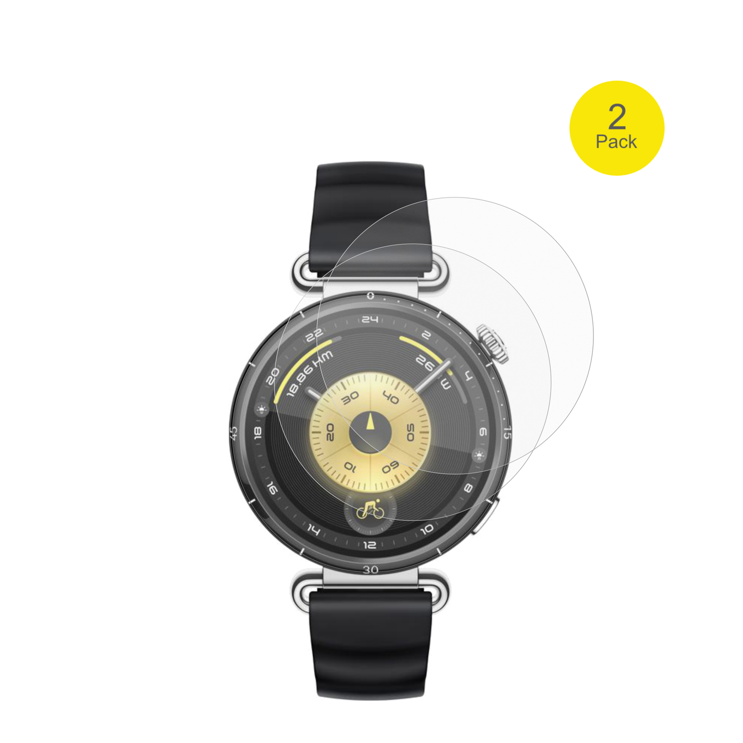 HuaweiWatch GT6 41mm mit aufgebrachter dipos Flex Schutzfolie, glasklare Darstellung ohne Einschränkungen