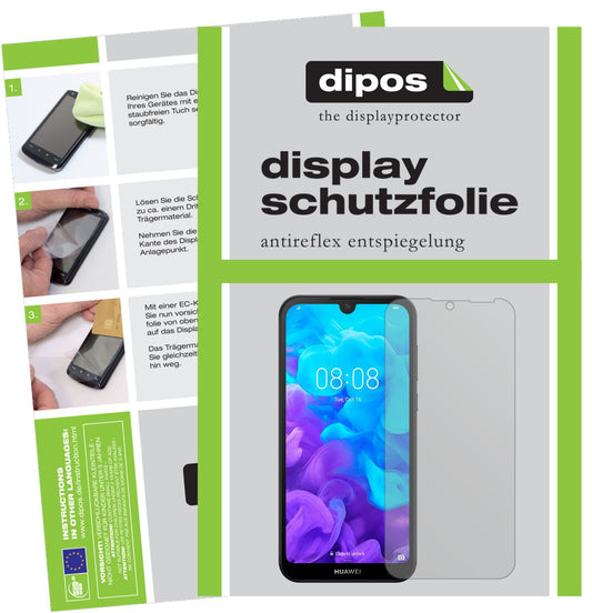 Matte Displayschutzfolie von dipos passend für Huawei Y5 (2019), präziser Zuschnitt und blasenfrei montiert