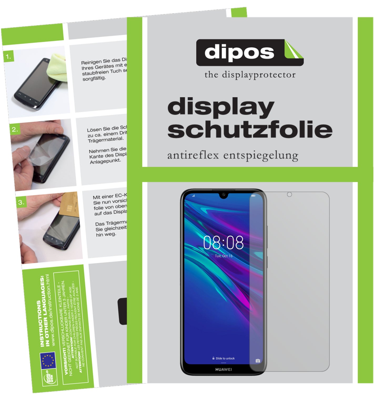 Matte Displayschutzfolie von dipos passend für Huawei Y6 Prime (2019), präziser Zuschnitt und blasenfrei montiert