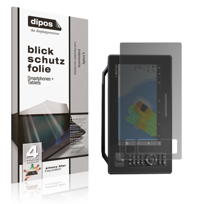 Blickschutzfolie von dipos passend für Humminbird Xplore 9, präziser Zuschnitt und blasenfrei montiert