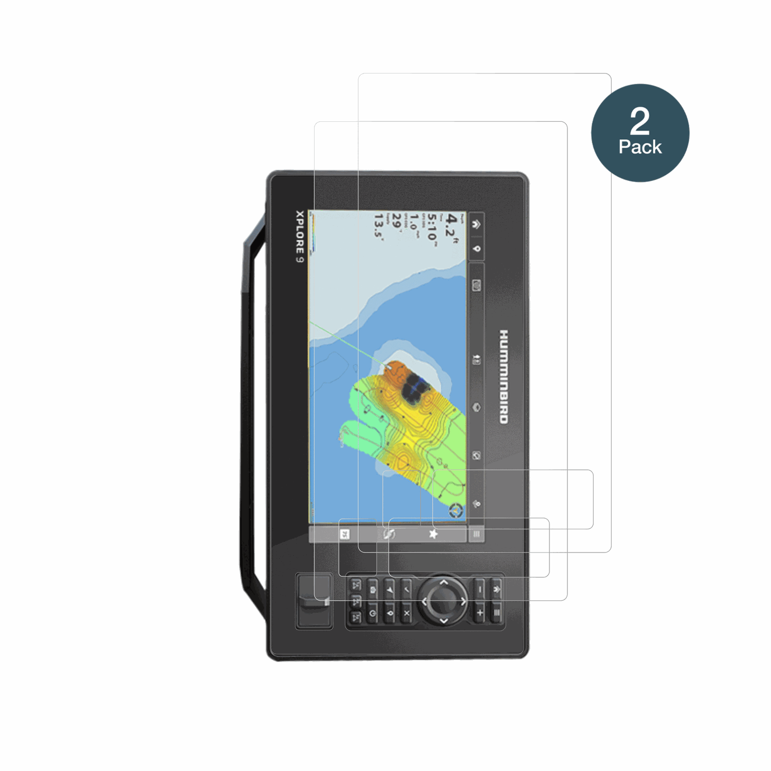HumminbirdXplore 9 mit aufgebrachter dipos Panzerfolie, die lästige Fingerabdrücke minimiert