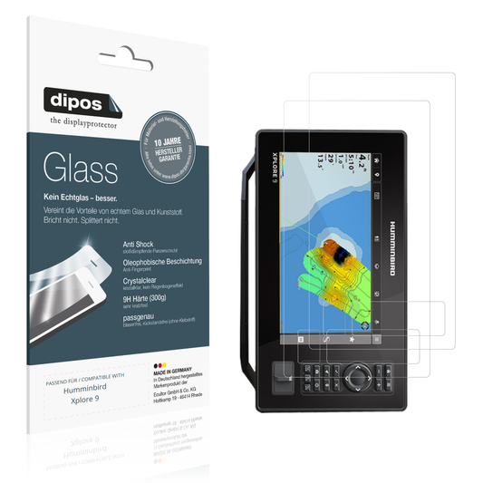 Klare Displayschutzfolie von dipos passend für Humminbird Xplore 9, 9H kratzfest und blasenfrei montiert