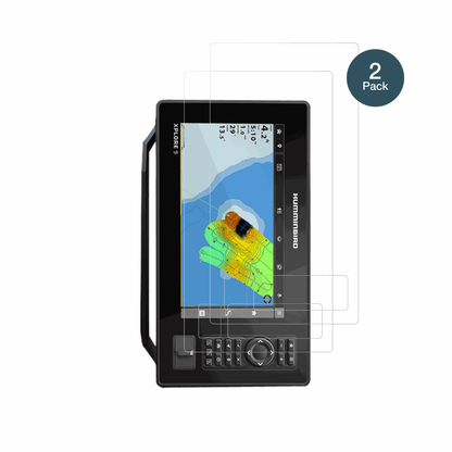 HumminbirdXplore 9 mit aufgebrachter dipos Flex Schutzfolie, glasklare Darstellung ohne Einschränkungen