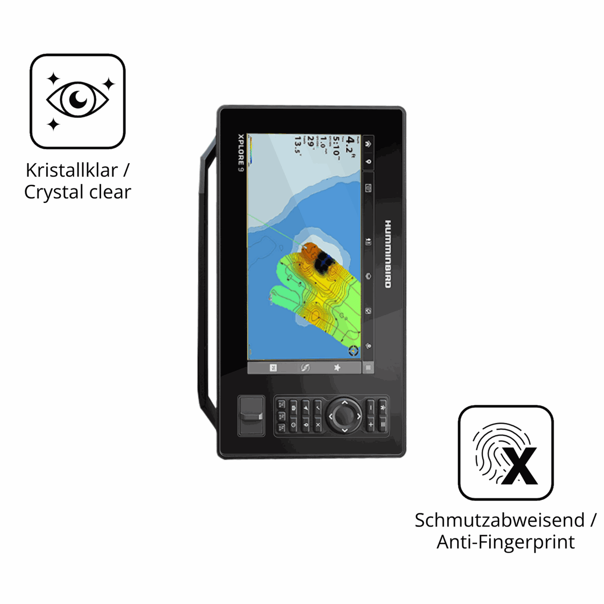 Flexible TPU-Folie passend zugeschnitten für Humminbird Xplore 9, vollständige Abdeckung