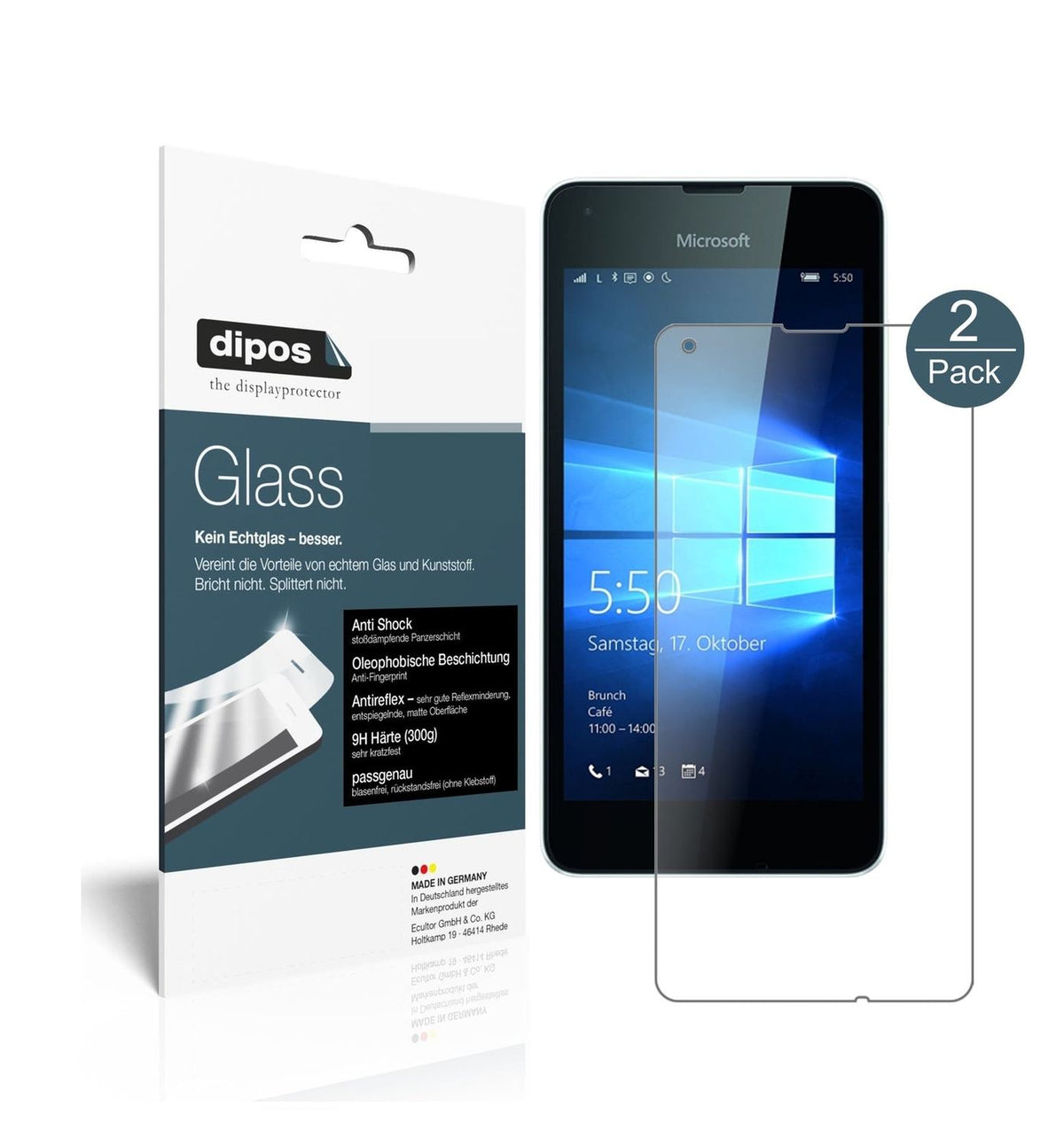 1x 9H Schutzfolie matt für Microsoft Lumia 550 Panzerfolie