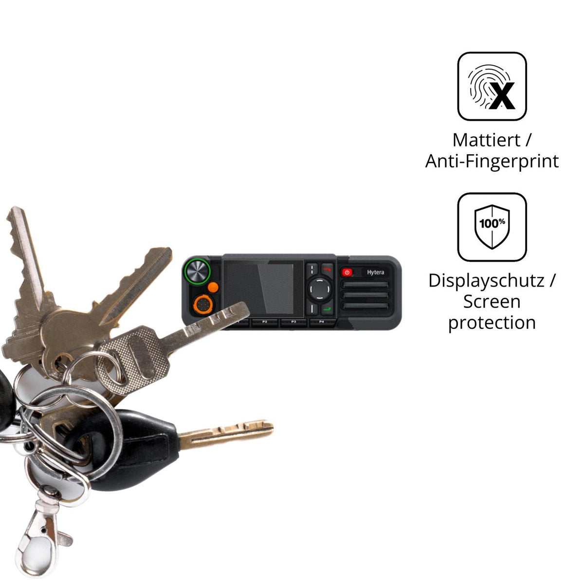 dipos Displayschutz für Hytera HM785, mattierte Oberfläche, Blickschutzfilter und perfekter Passform