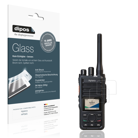 Klare Displayschutzfolie von dipos passend für Hytera HP565, 9H kratzfest und blasenfrei montiert