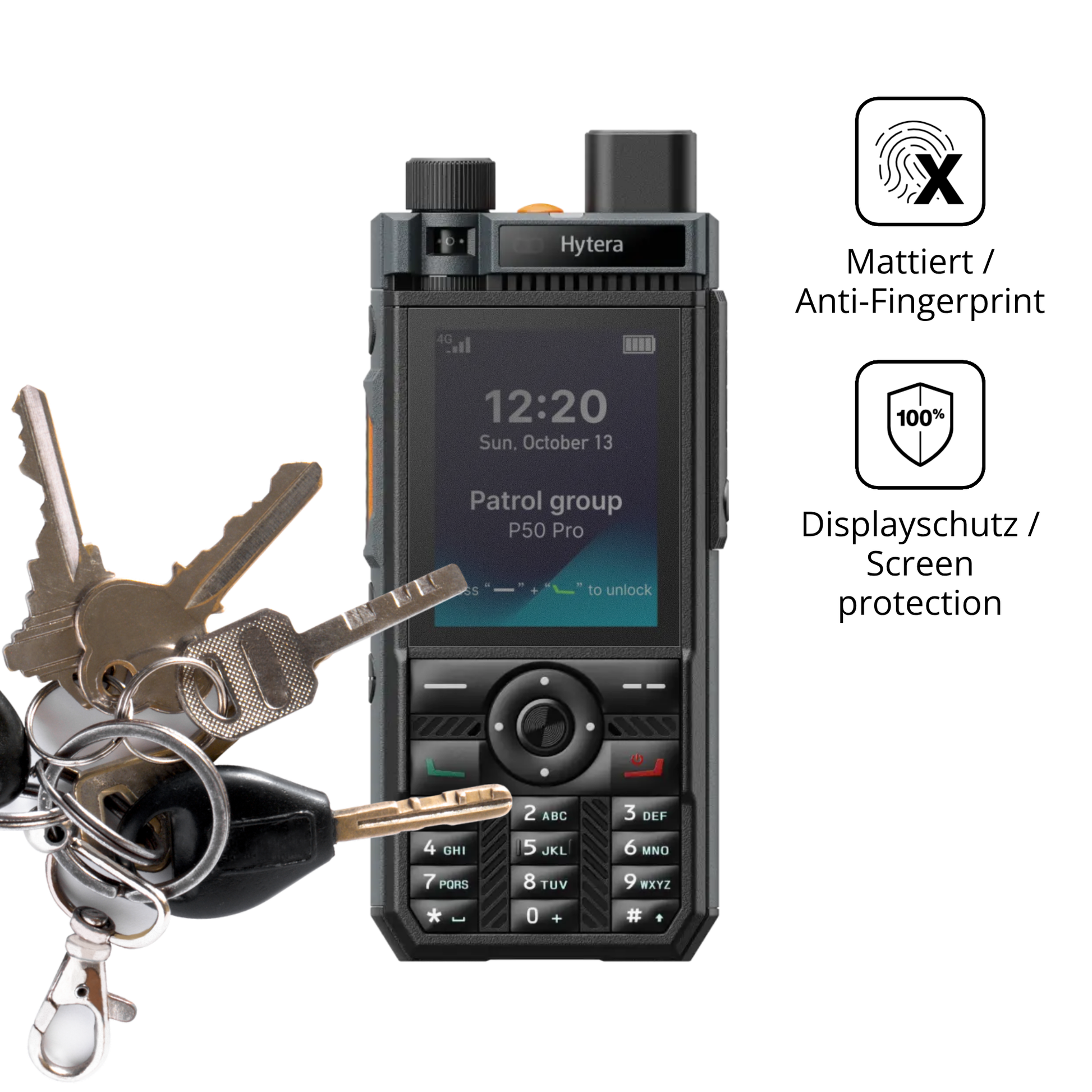 dipos Displayschutz für Hytera P50 Pro, mattierte Oberfläche, Blickschutzfilter und perfekter Passform