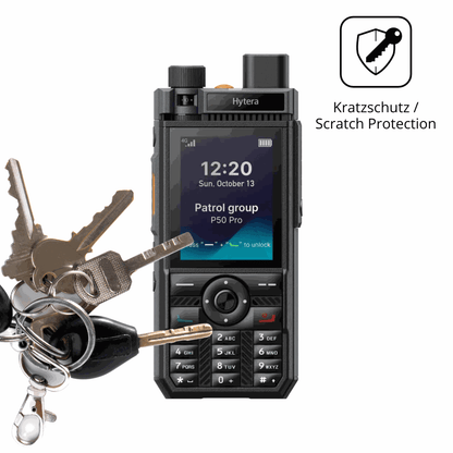 Schutz gegen Kratzer auf dem Hytera P50 Pro Glas durch Schlüssel oder Ähnliches