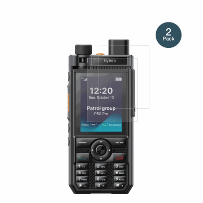HyteraP50 Pro mit aufgebrachter dipos Panzerfolie, die lästige Fingerabdrücke minimiert
