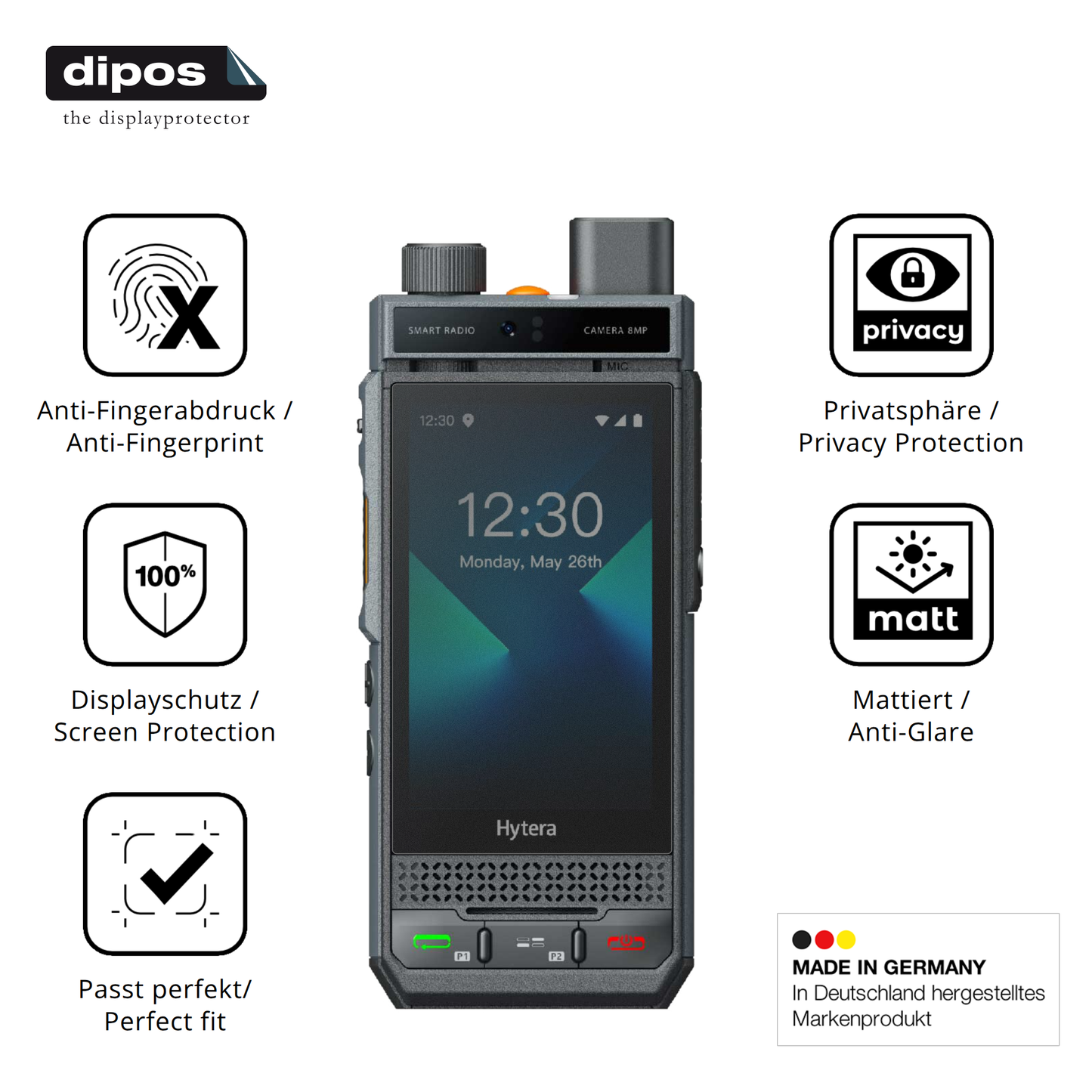 Privatsphäre-Schutz durch Sichtschutz-Folie passend zugeschnitten für Hytera P60