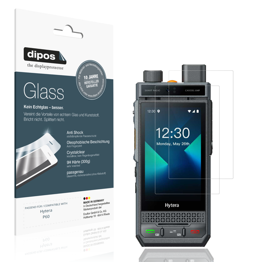 Klare Displayschutzfolie von dipos passend für Hytera P60, 9H kratzfest und blasenfrei montiert