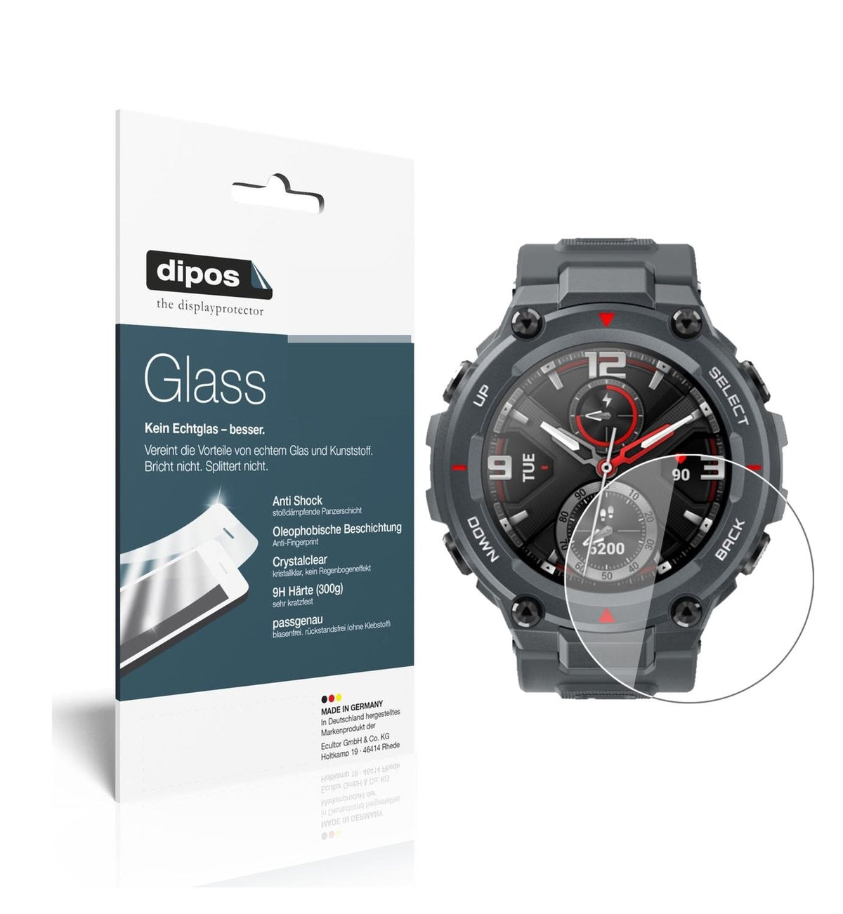 1x 9H Schutzfolie für Amazfit T-Rex Smartwatch Panzerfolie
