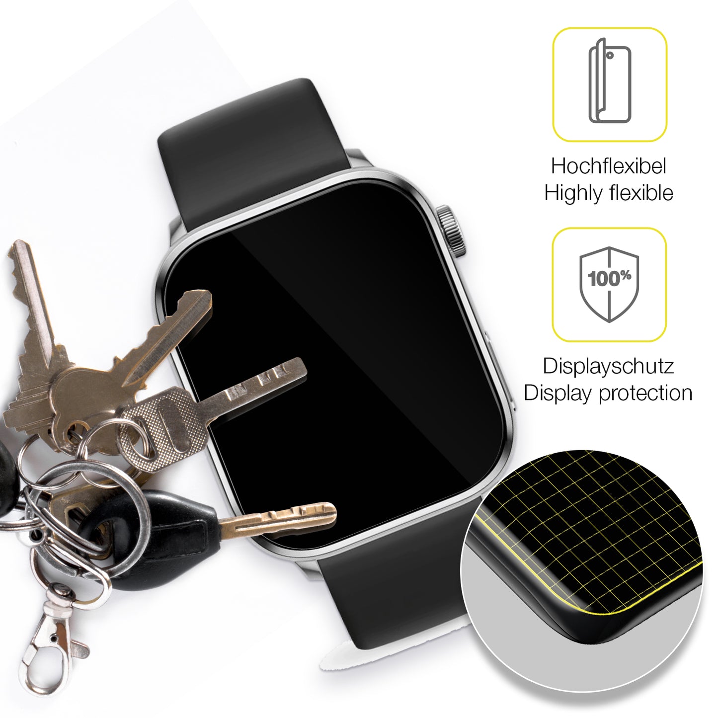 dipos Displayschutz für Ice-Watch Smart 3.0 1.78 Zoll, transparente Oberfläche, geringe Dicke und perfekte Passform