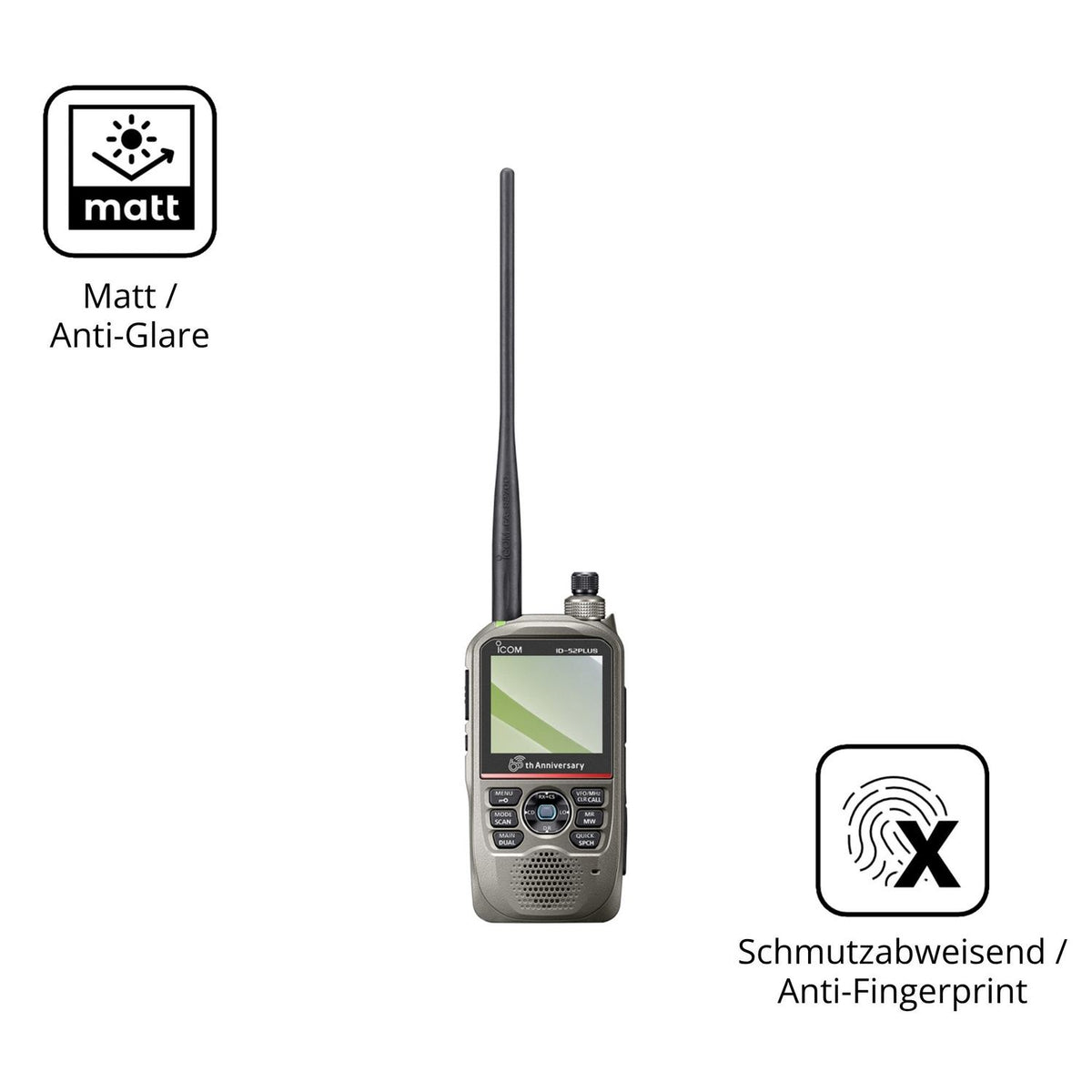 4x Schutzfolie matt für Icom ID-52E PLUS 60th Display-Schutzfolie