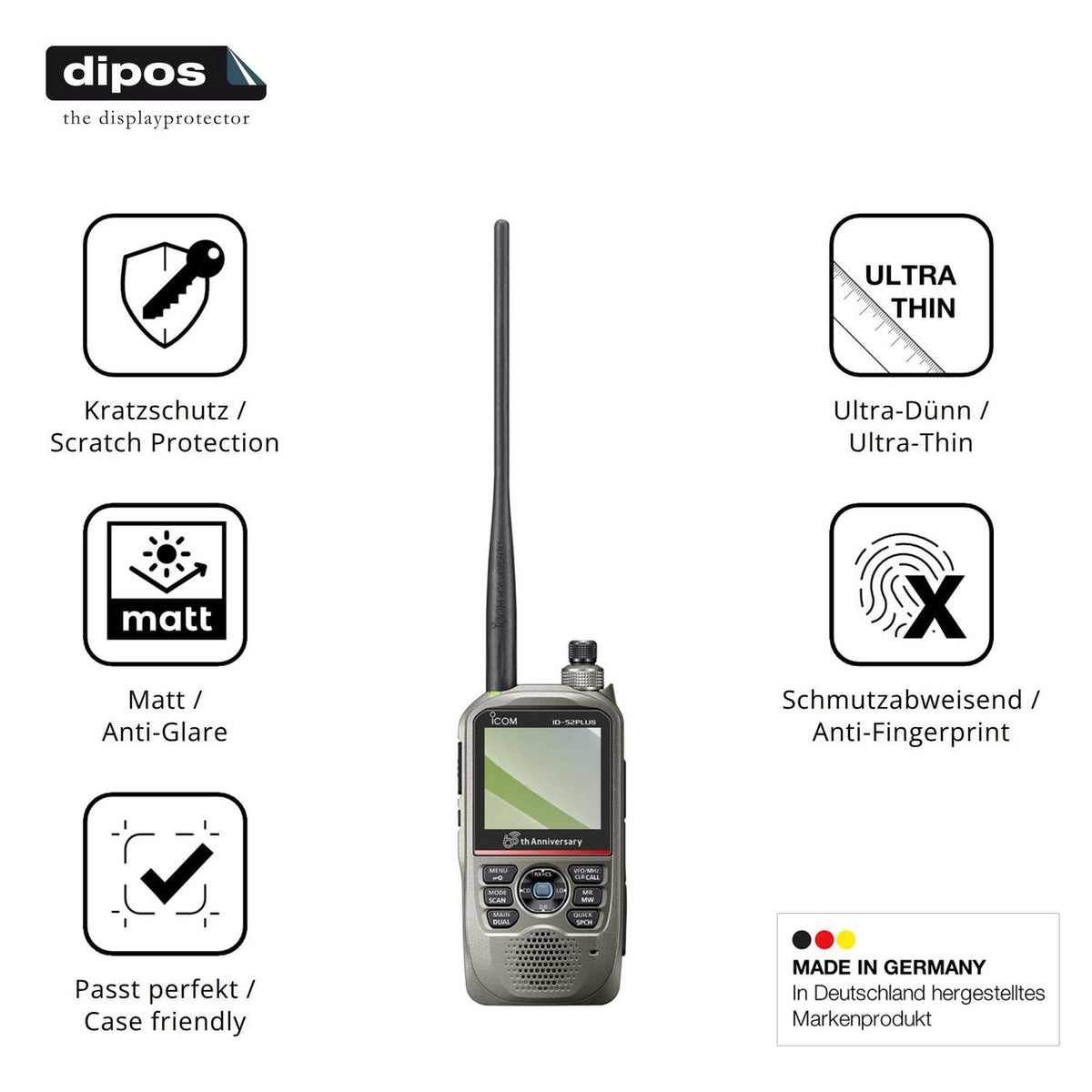 4x Schutzfolie matt für Icom ID-52E PLUS 60th Display-Schutzfolie