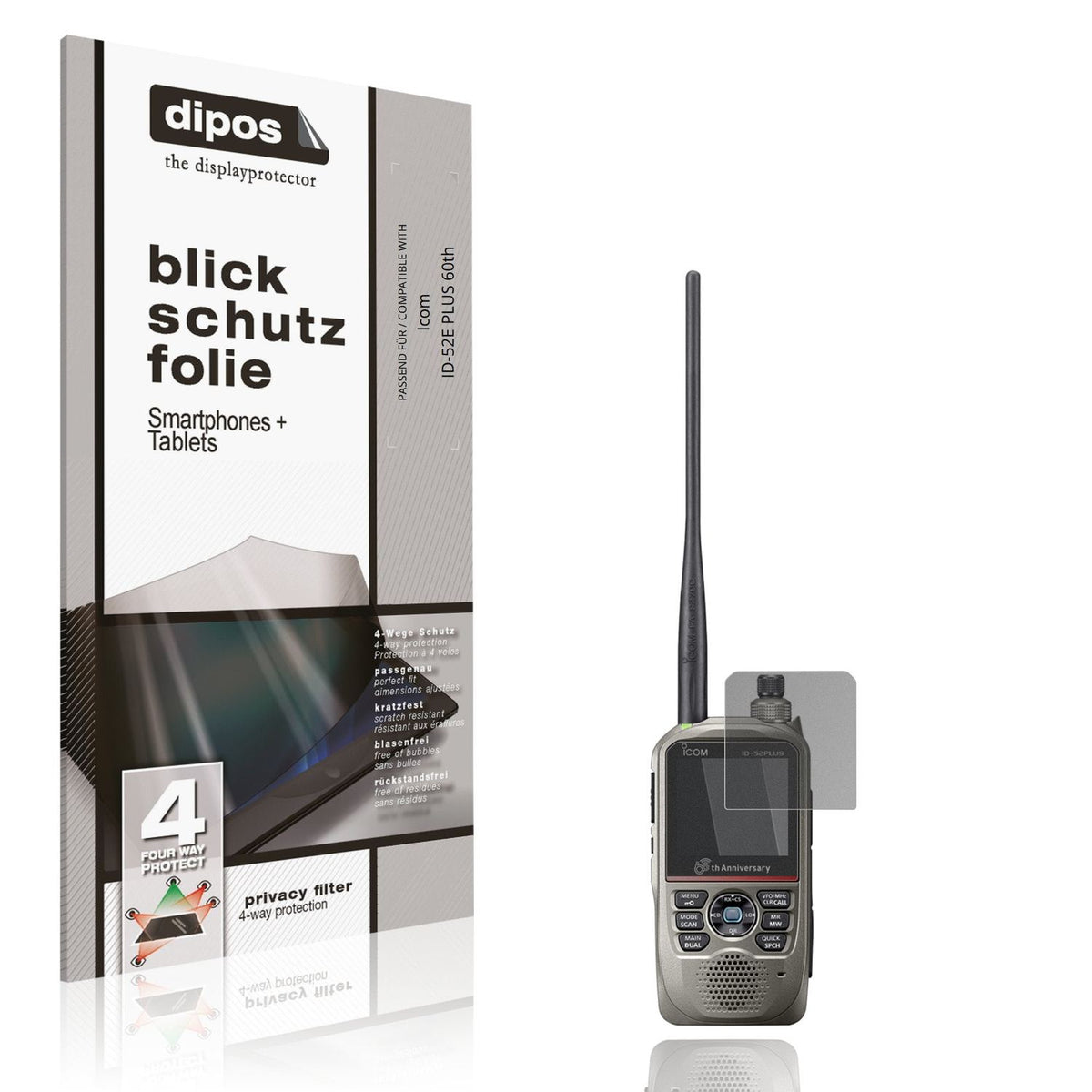 Blickschutzfolie für Icom ID-52E PLUS 60th matt Schutzfolie Privacy