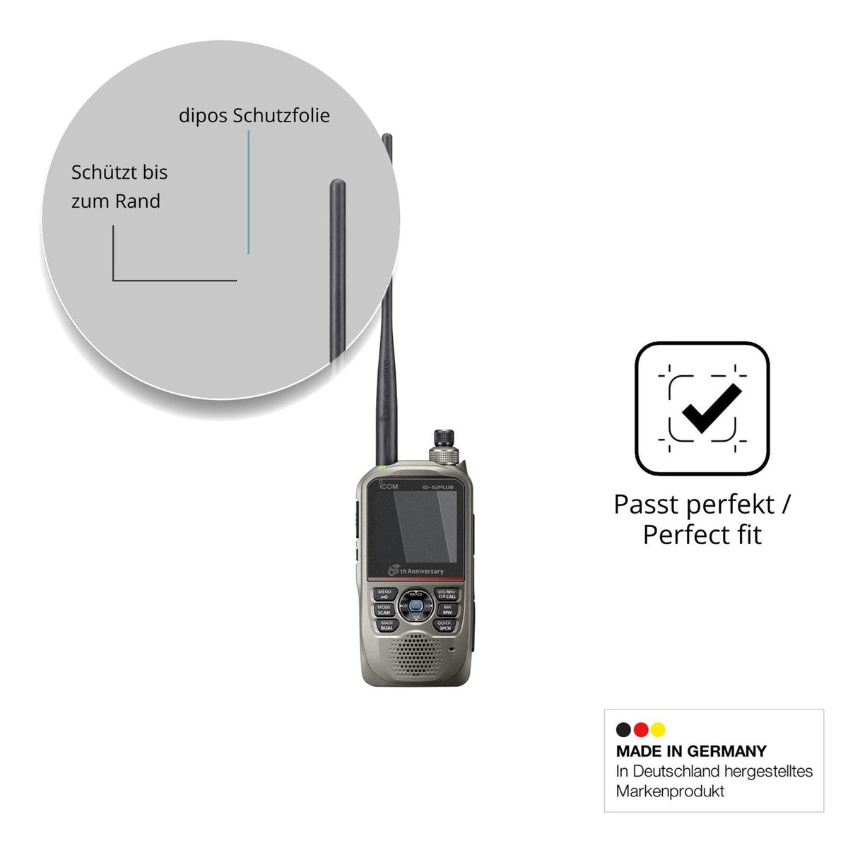 Blickschutzfolie für Icom ID-52E PLUS 60th matt Schutzfolie Privacy