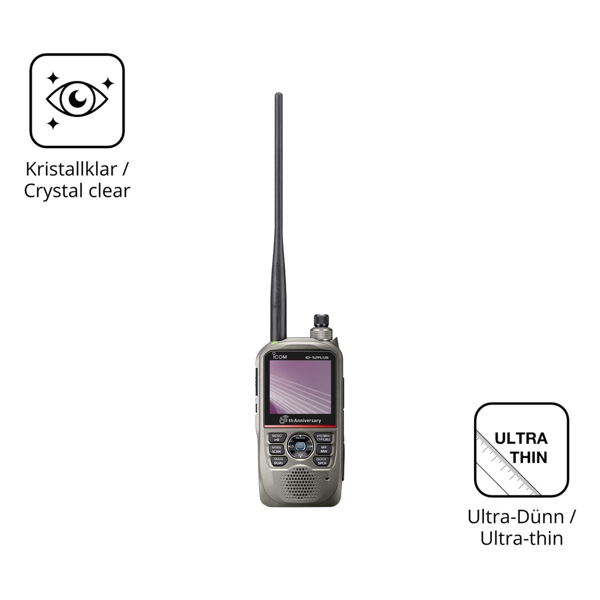 4x Schutzfolie klar für Icom ID-52E PLUS 60th Display-Schutzfolie