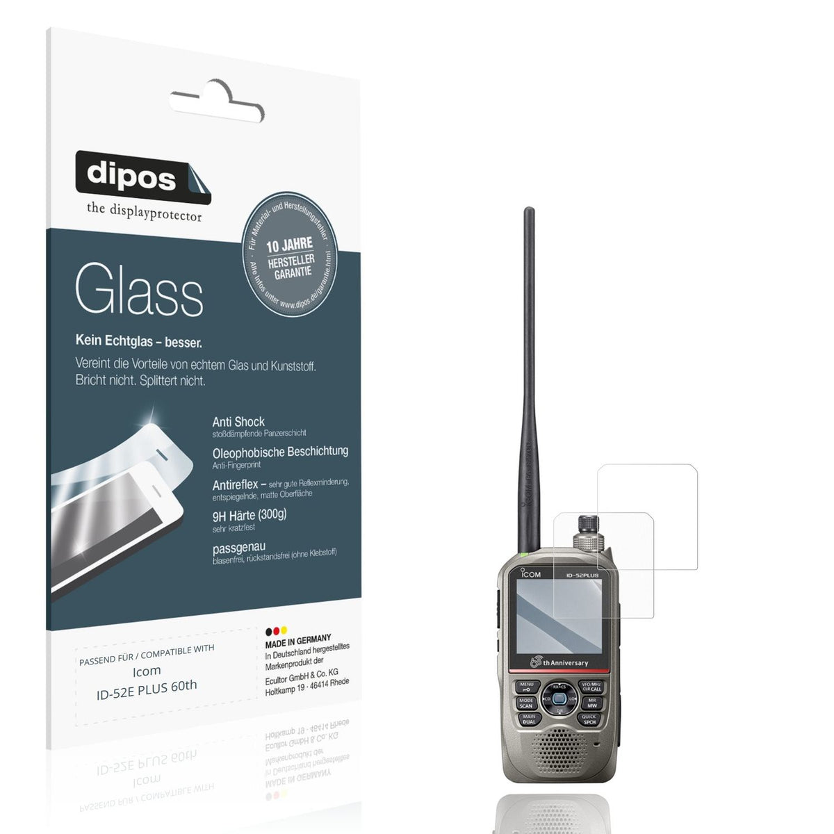2x 9H Schutzfolie matt für Icom ID-52E PLUS 60th Panzerfolie