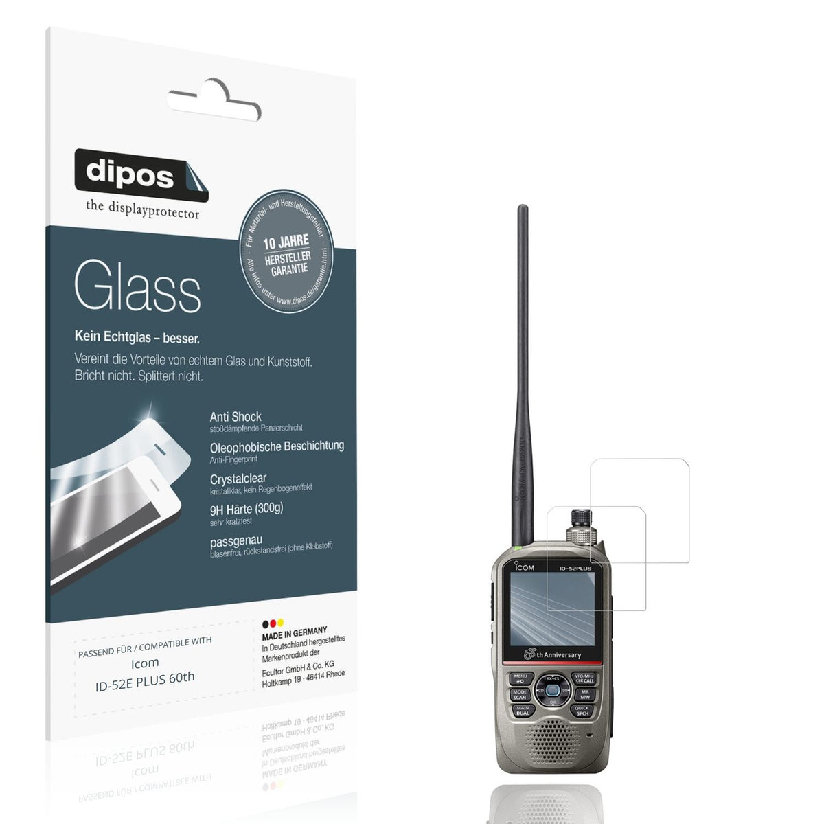 2x 9H Schutzfolie für Icom ID-52E PLUS 60th Panzerfolie