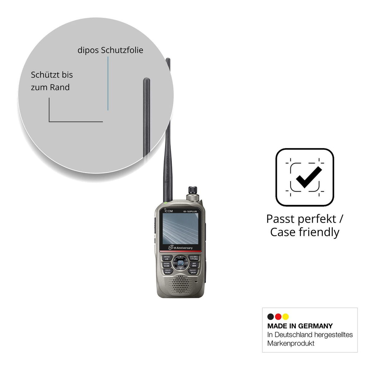 2x 9H Schutzfolie für Icom ID-52E PLUS 60th Panzerfolie