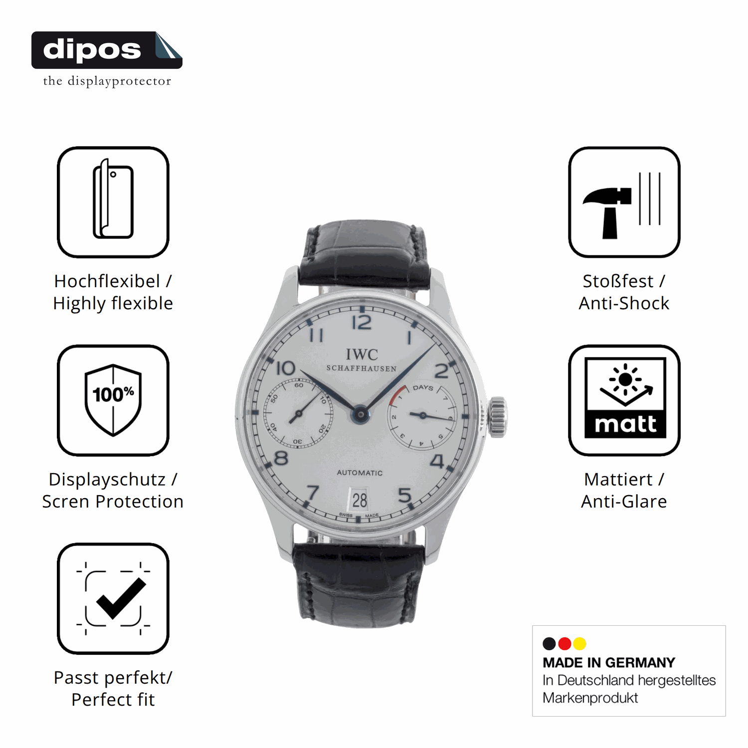 Displayschutz hergestellt in Deutschland, höchste Qualität made in Germany