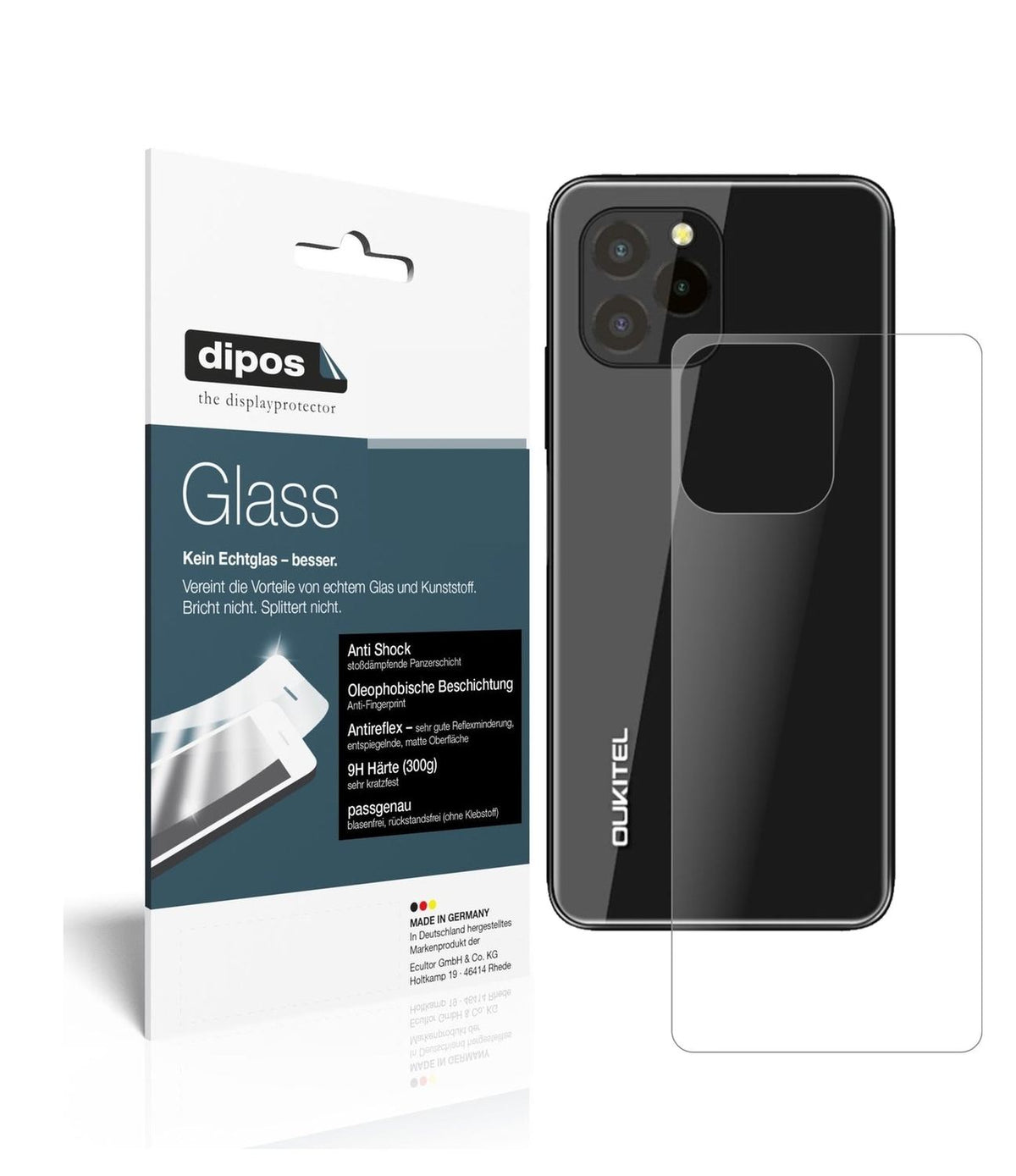 1x 9H Schutzfolie matt für Oukitel C21 Pro Rückseite Panzerfolie