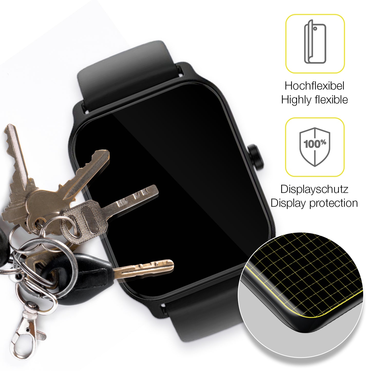 dipos Displayschutz für IFMDA 1.8 Zoll Smartwatch, transparente Oberfläche, geringe Dicke und perfekte Passform