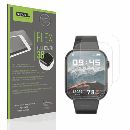 Matte Displayschutzfolie von dipos passend für ignovatetr smartwatch, 100% Displayabdeckung und blasenfreie Montage