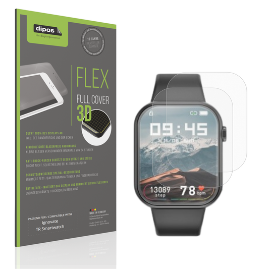Matte Displayschutzfolie von dipos passend für ignovatetr smartwatch, 100% Displayabdeckung und blasenfreie Montage