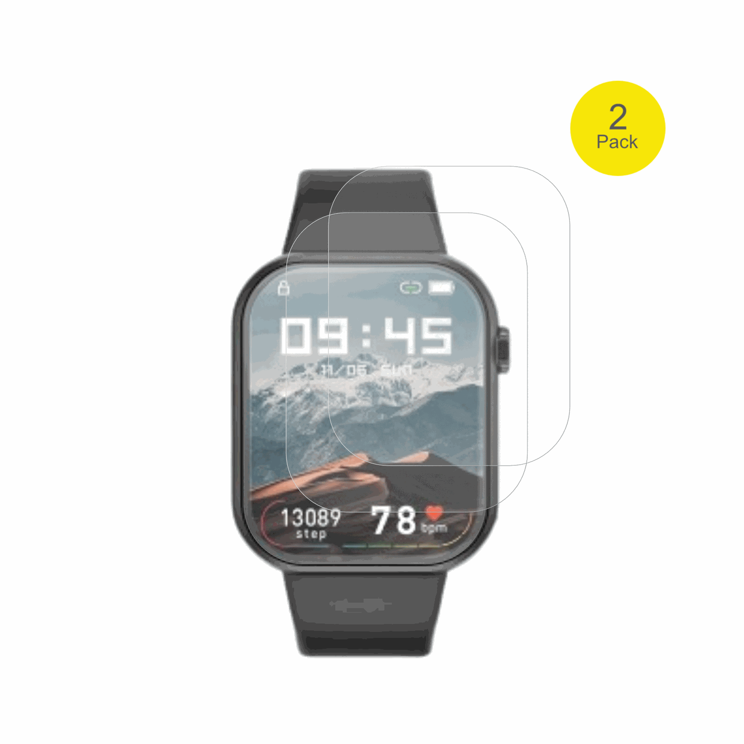 ignovatetr smartwatch mit aufgebrachter dipos Flex Schutzfolie, glasklare Darstellung ohne Einschränkungen