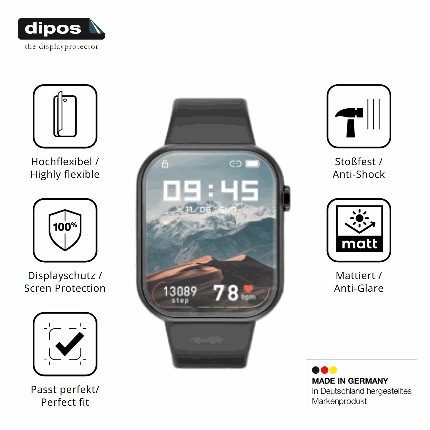 Luakug10.1 Zoll HD Digitaler Bilderrahmen mit aufgebrachter dipos Displayschutzfolie, glasklare Darstellung ohne Einschr�nkungen