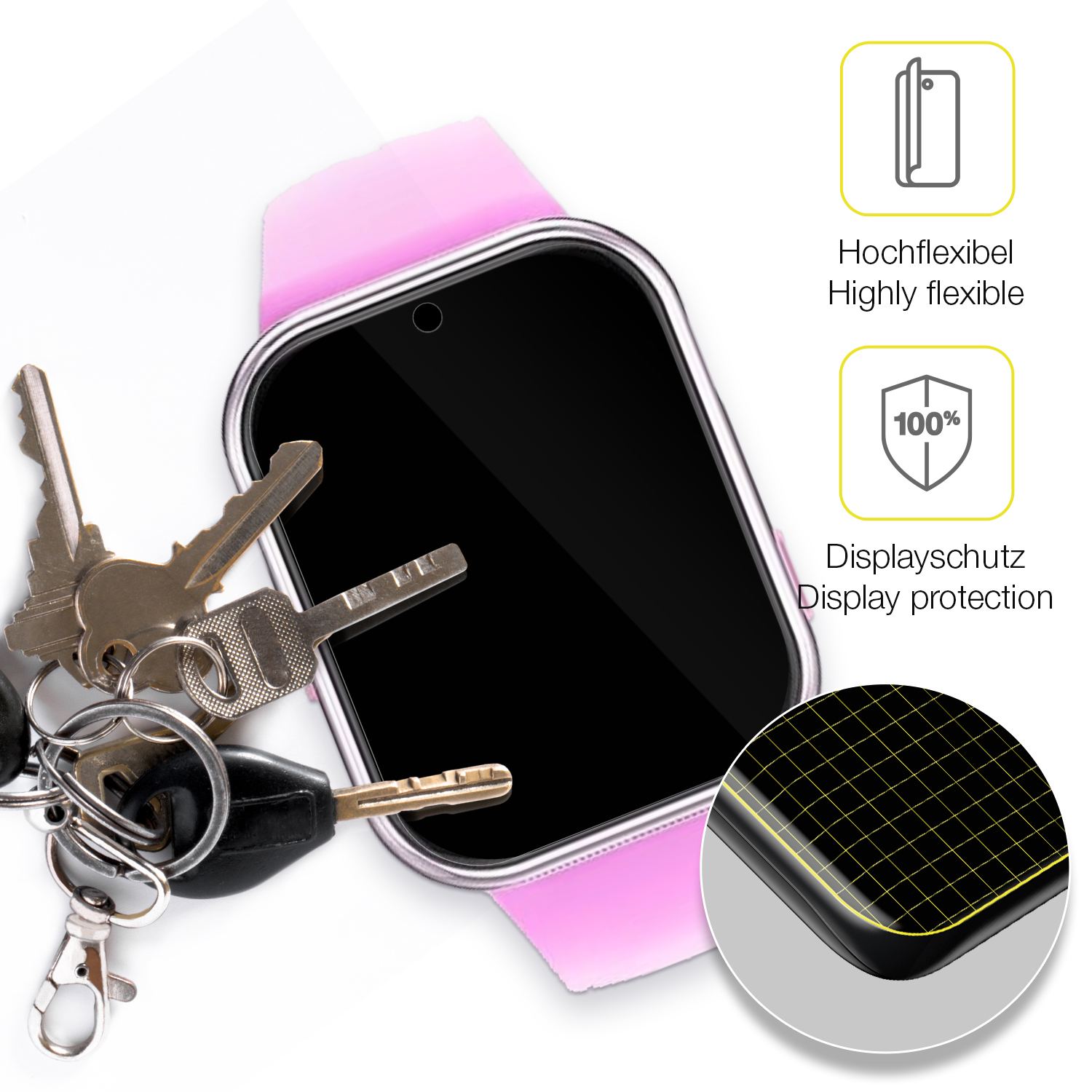 dipos Displayschutz für Igreeman Kinder Smartwatch, transparente Oberfläche, geringe Dicke und perfekte Passform