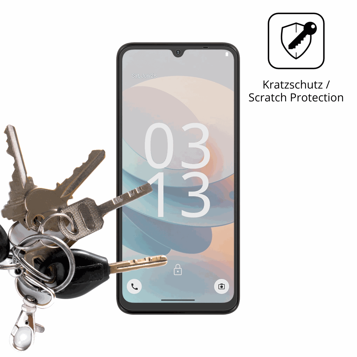 Schutz gegen Kratzer auf dem iiif150action a5 pro Glas durch Schlüssel oder Ähnliches