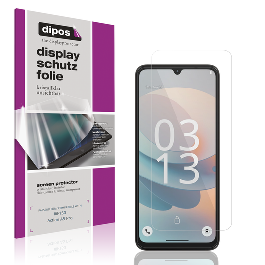 Klare Displayschutzfolie von dipos passend für iiif150action a5 pro, präziser Zuschnitt und blasenfrei montiert