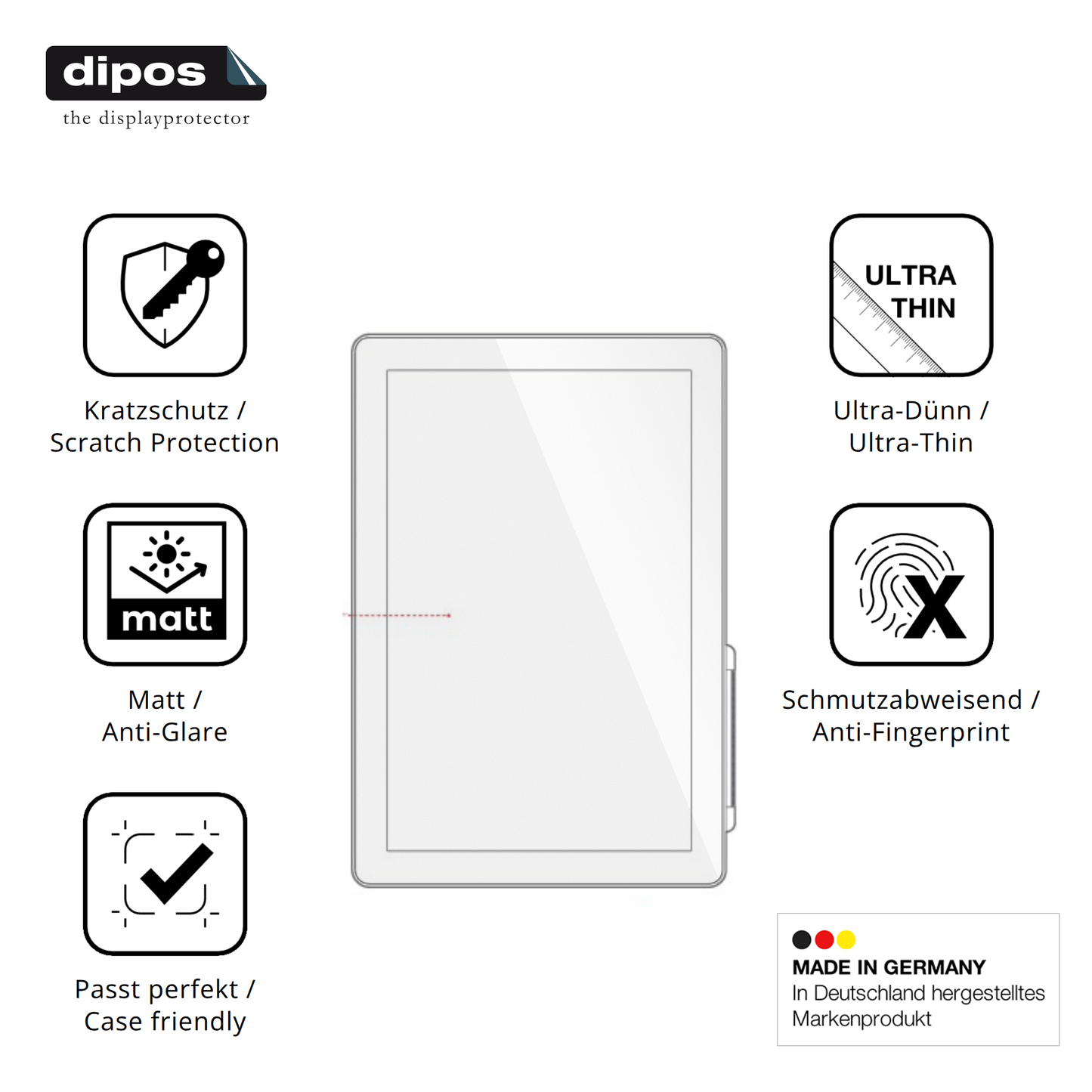 Displayschutz hergestellt in Deutschland, höchste Qualität made in Germany