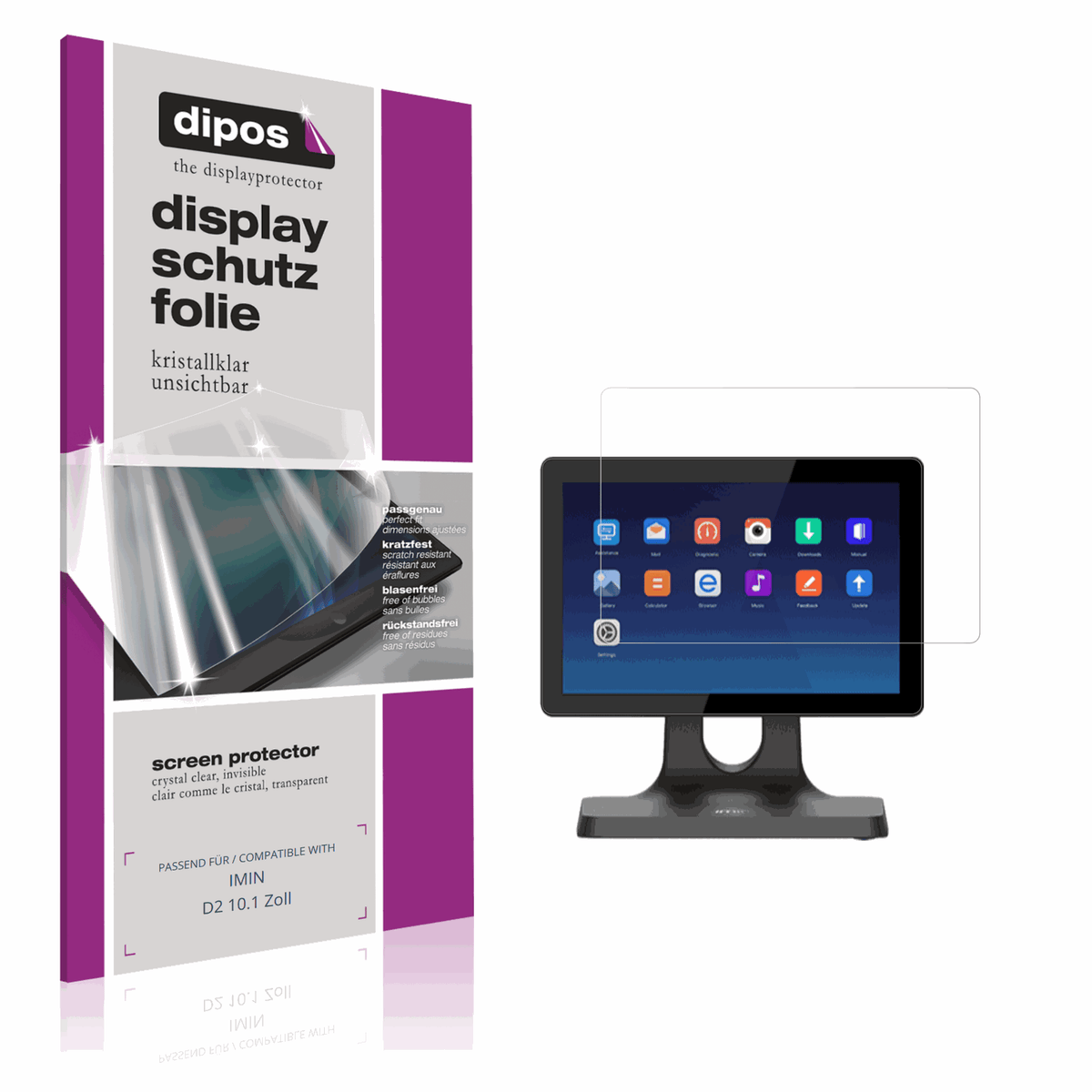 2x Schutzfolie klar für IMIN D2 10.1 Zoll Display-Schutzfolie