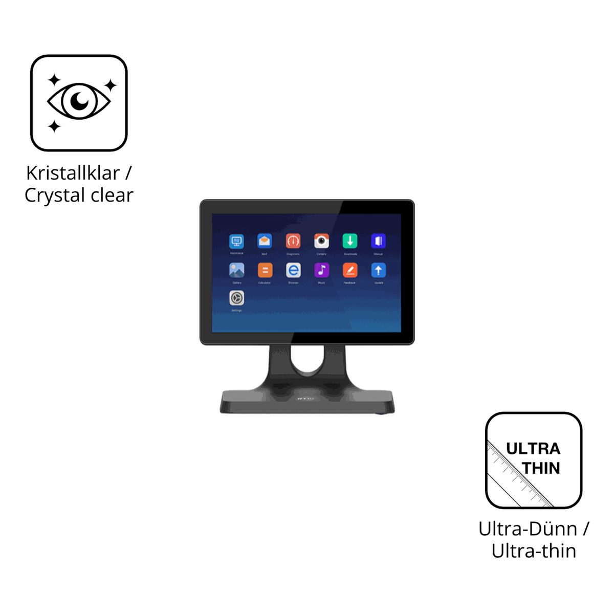 2x Schutzfolie klar für IMIN D2 10.1 Zoll Display-Schutzfolie