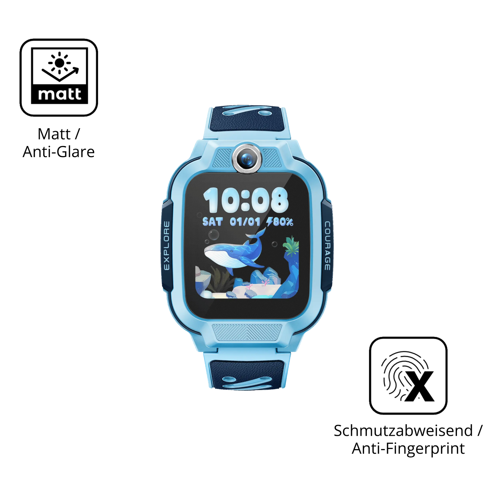 Dünne und entspiegelnde Folie passend zugeschnitten für Imoo Watch Phone Z3