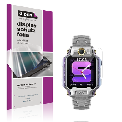 Klare Displayschutzfolie von dipos passend für imoo Watch X10, präziser Zuschnitt und blasenfrei montiert