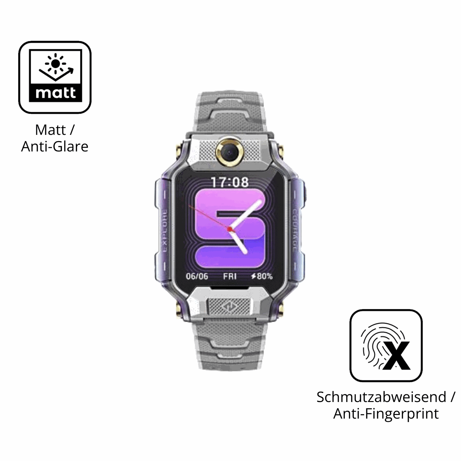 9H Hartbeschichtete, flexible Folie passend zugeschnitten für imoo Watch X10