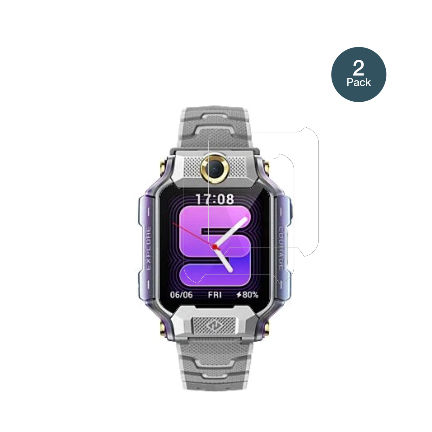 imooWatch X10 mit aufgebrachter dipos Flex Schutzfolie, glasklare Darstellung ohne Einschränkungen