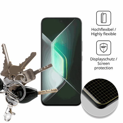 dipos Displayschutz für Infinix GT 50 Pro, transparente Oberfläche, perfekte Passform auch für die Rundungen