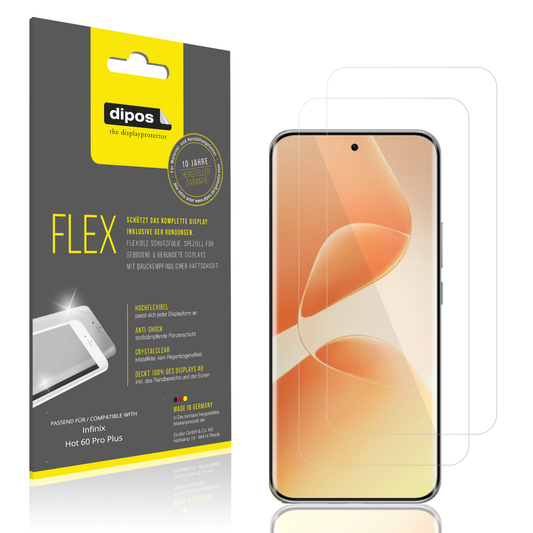 Klare Displayschutzfolie von dipos passend für infinixhot 60 pro plus, 100% Displayabdeckung und blasenfreie Montage