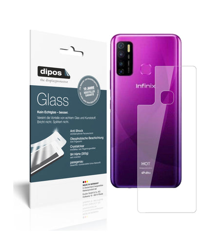 Klare Displayschutzfolie von dipos passend für Infinix Hot 9 Pro Rückseite, 9H kratzfest und blasenfrei montiert